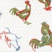 rustic rooster print in tones of blue and green